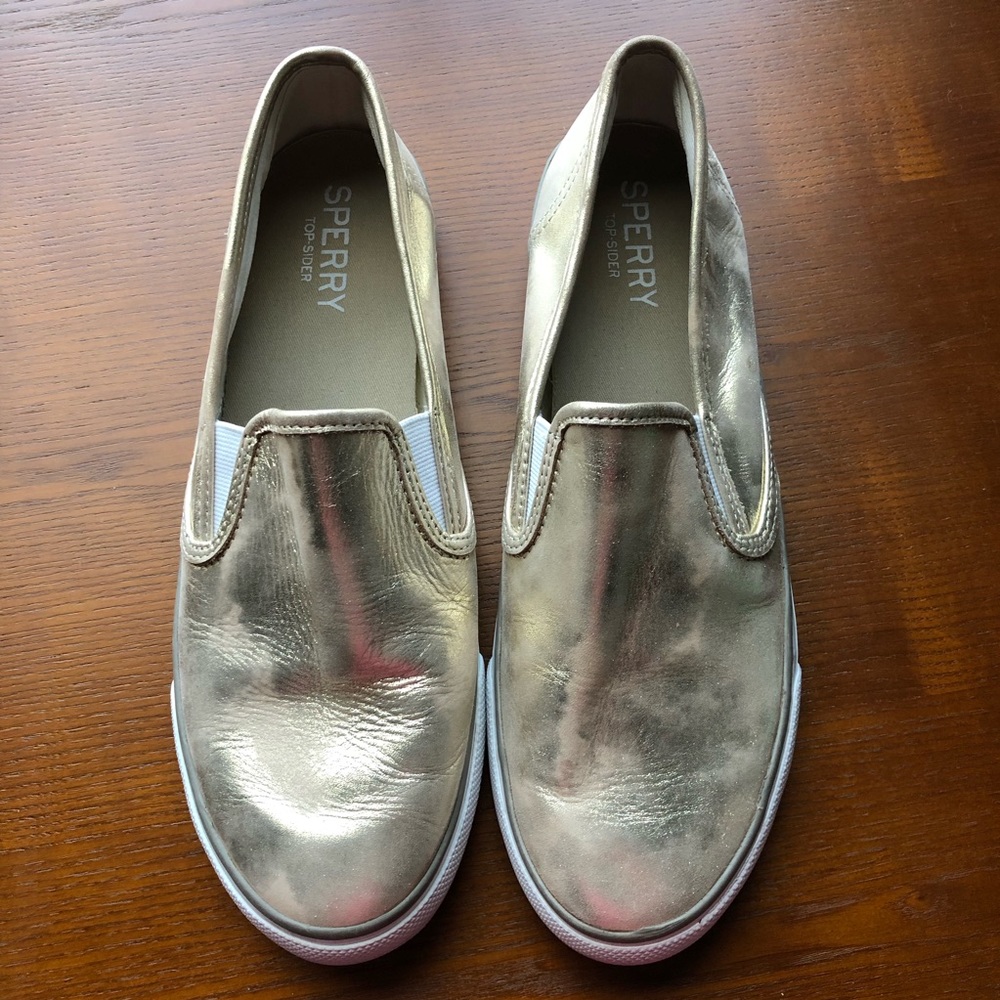 Gold Sperry Slip-Ons